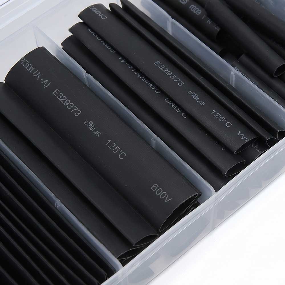 127 Pcs Heat Shrink Butt & Tube Kit Black