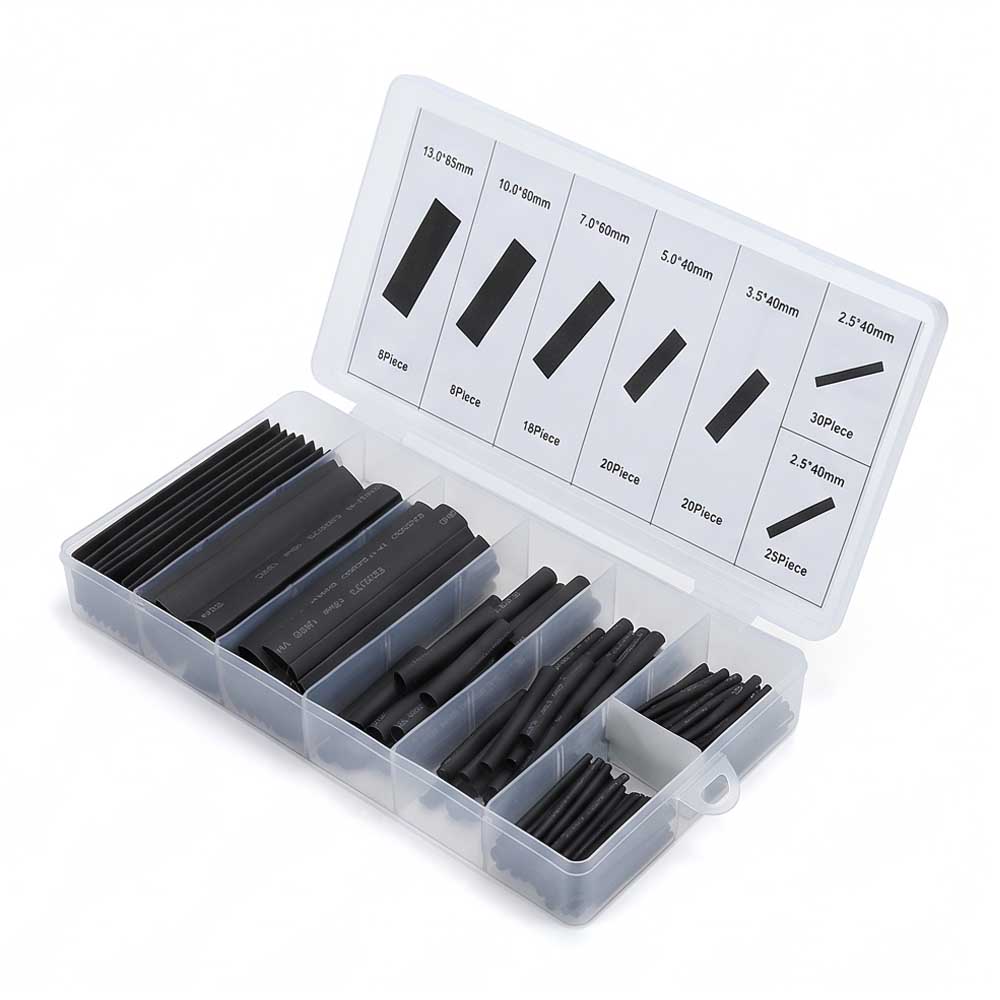 127 Pcs Heat Shrink Butt & Tube Kit Black