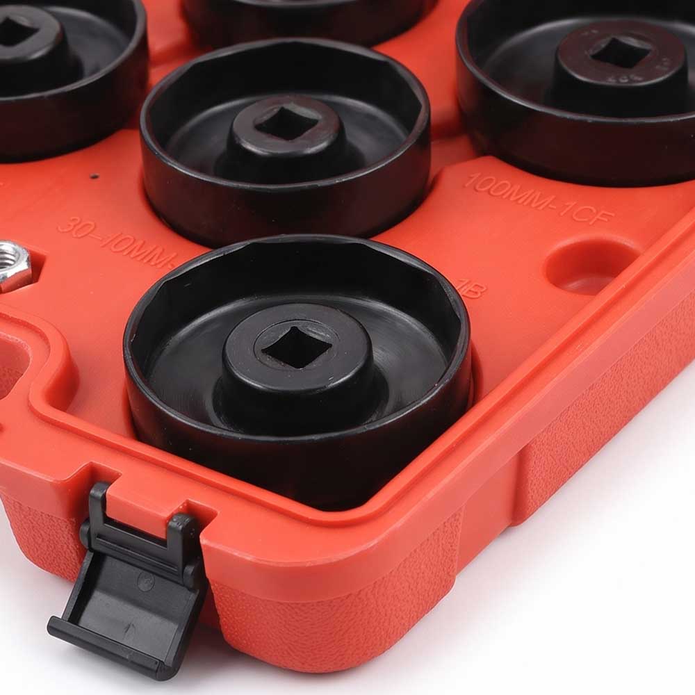 15 Pcs Black Steel Cup Oil Filter Wrench Set
