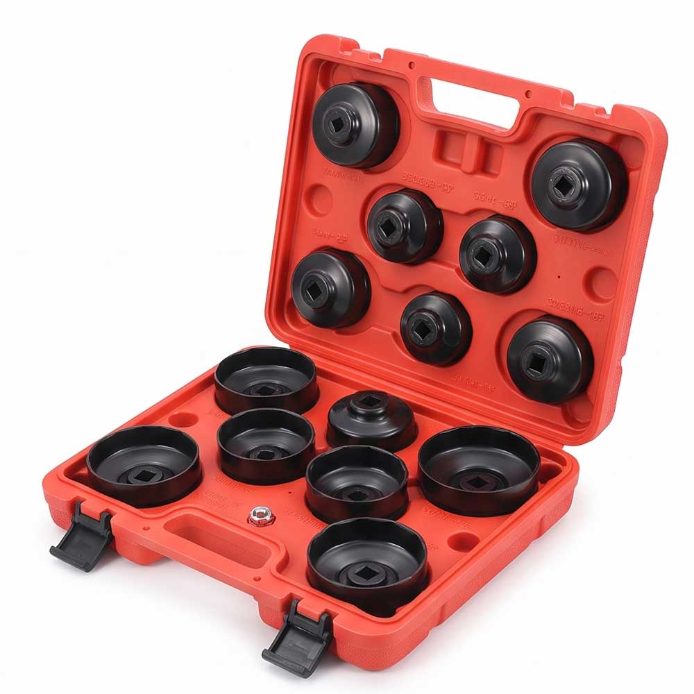 15 Pcs Black Steel Cup Oil Filter Wrench Set