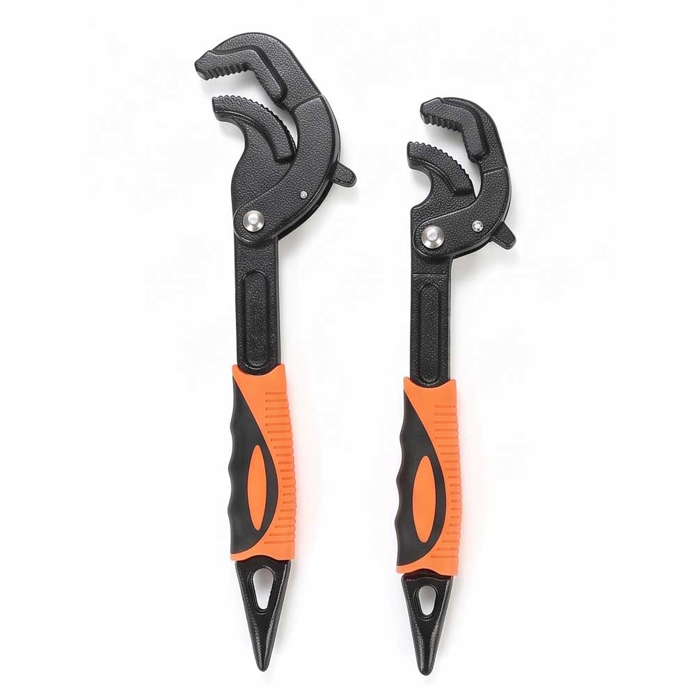 2 Pcs Universal Self Adjusting Pipe Wrench Set