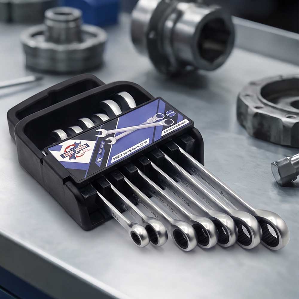 7 Pcs Fixed Head Ratchet Spanner Set