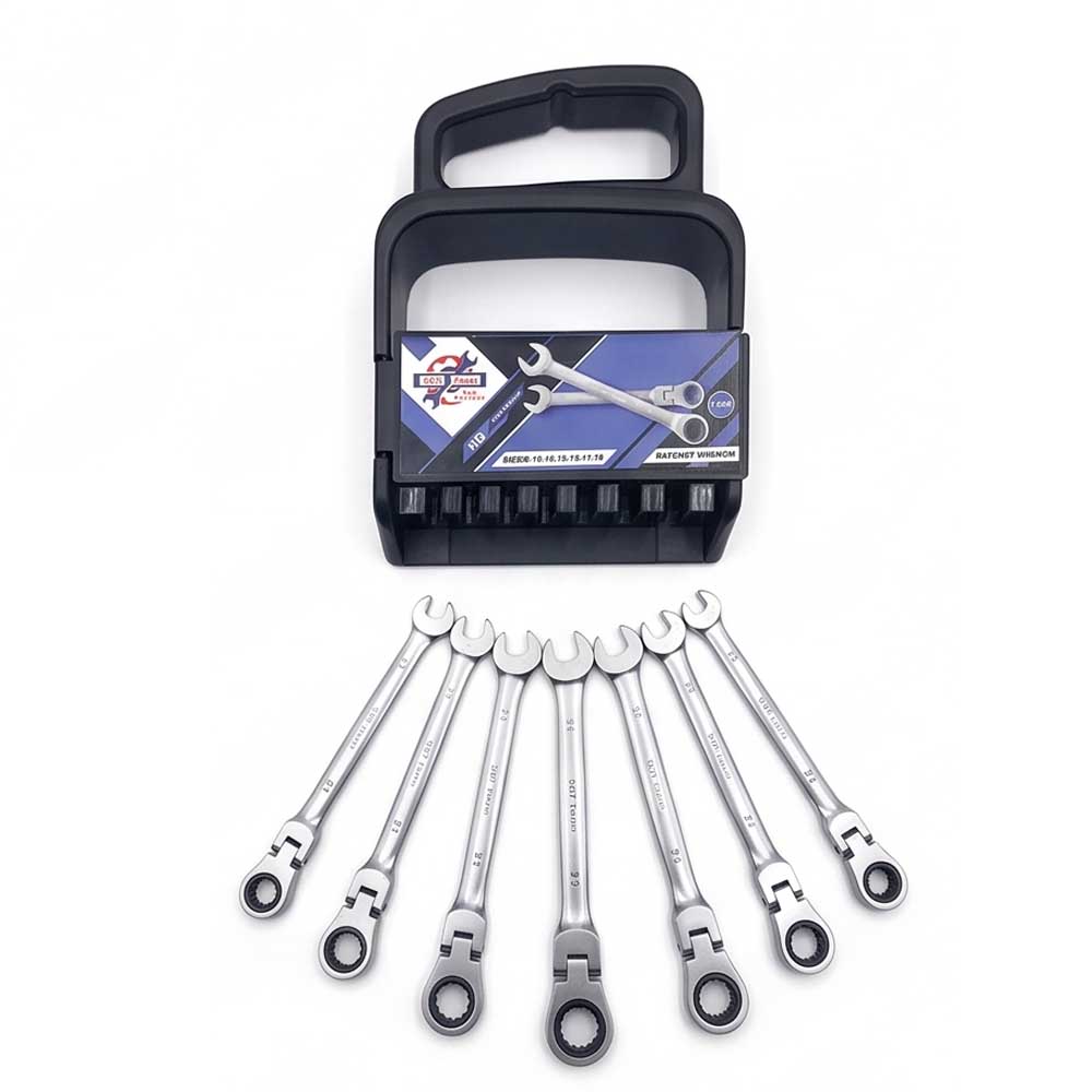7 Pcs Flexible Head Ratchet Spanner Set