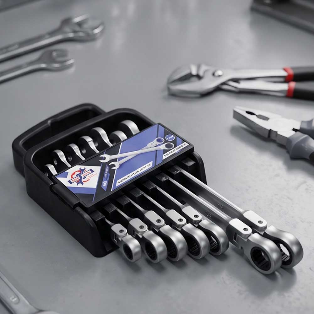 7 Pcs Flexible Head Ratchet Spanner Set