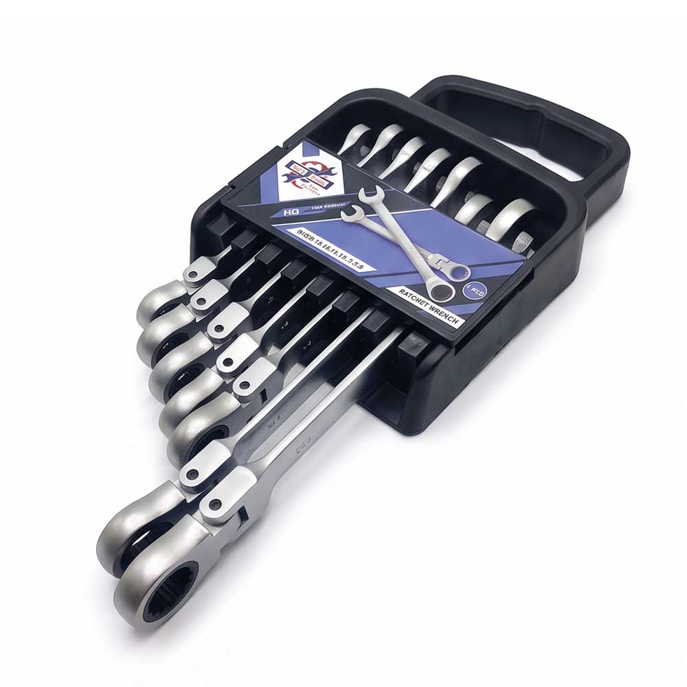 7 Pcs Flexible Head Ratchet Spanner Set