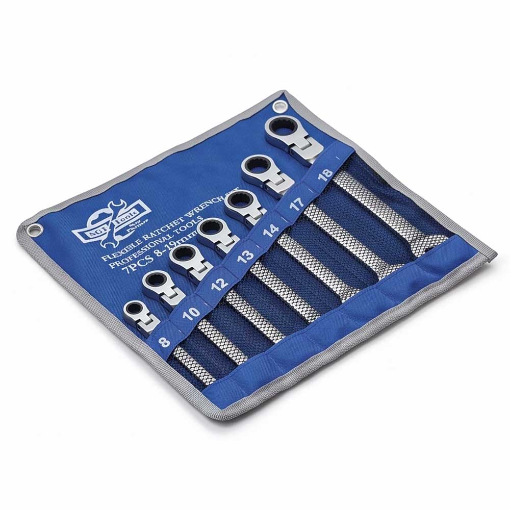 7 Pcs Flexible Head Ratchet Spanner Set