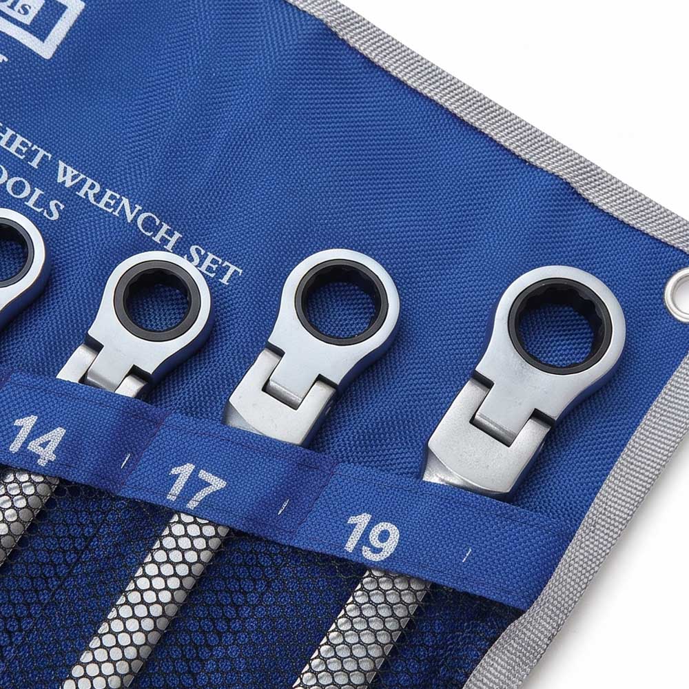 7 Pcs Flexible Head Ratchet Spanner Set
