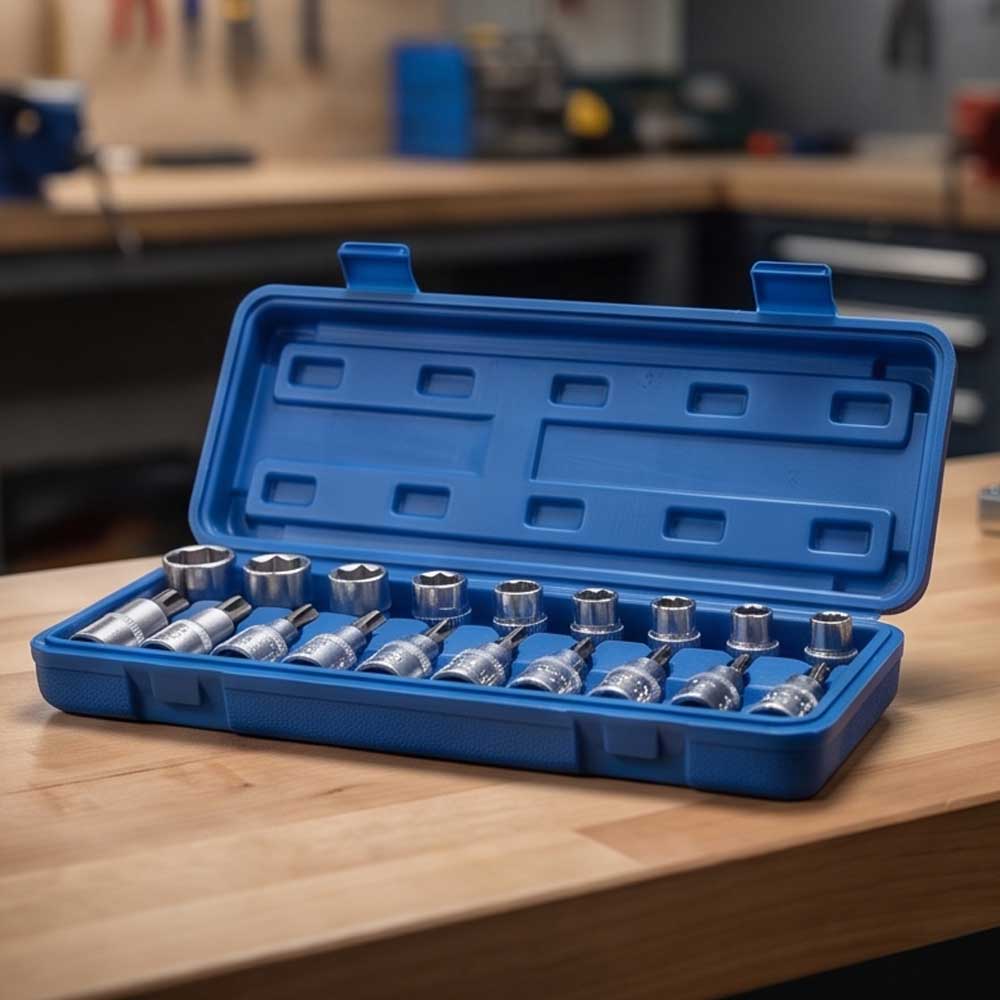 19 Pcs Torx Bit And E Socket Set