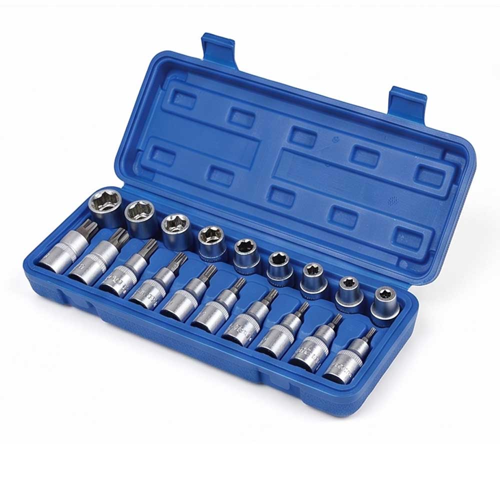 19 Pcs Torx Bit And E Socket Set