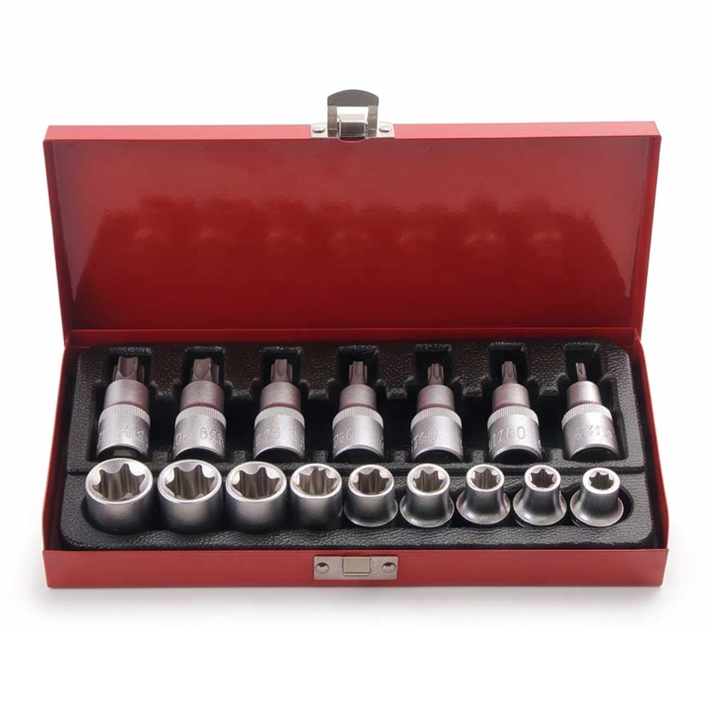 16 PCS TORX BIT AND E SOCKET SET