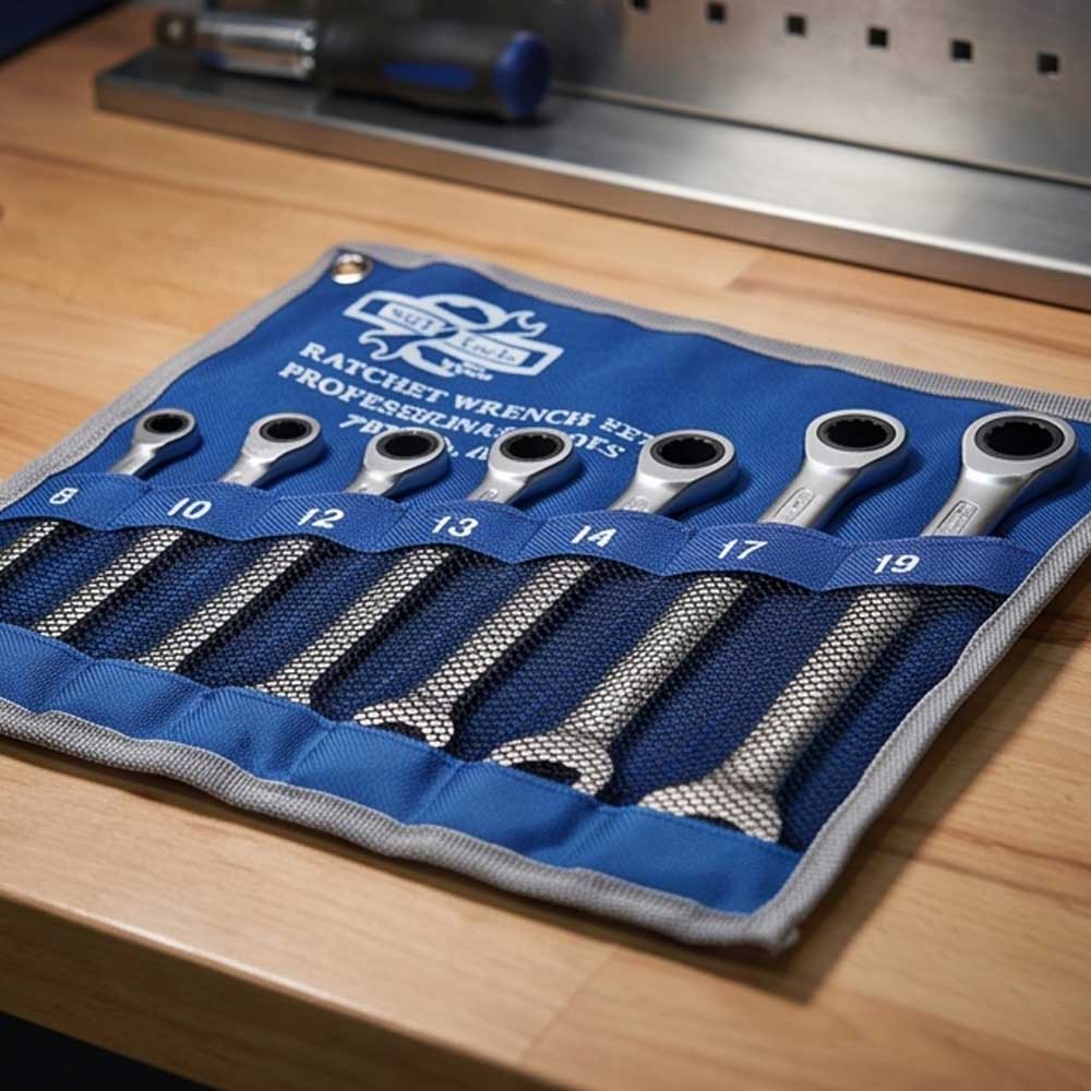 7 Pcs Combination Ratchet Spanner Set