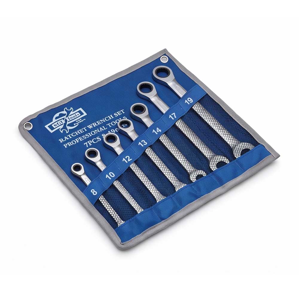 7 Pcs Combination Ratchet Spanner Set