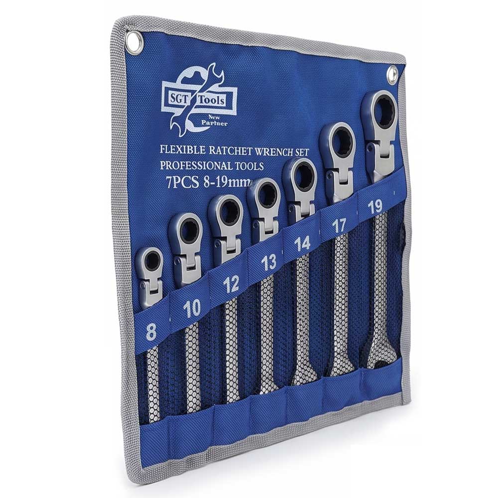 7 Pcs Flexible Combination Ratchet Spanner Set