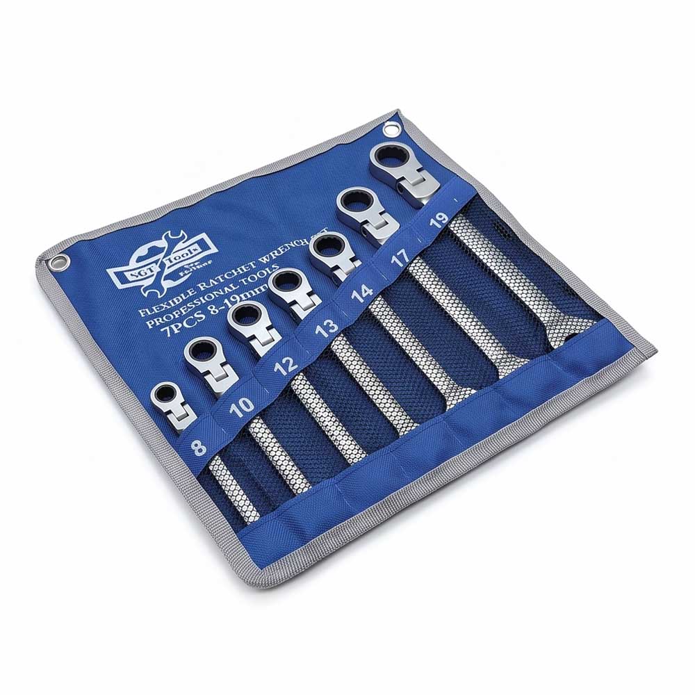 7 Pcs Flexible Combination Ratchet Spanner Set