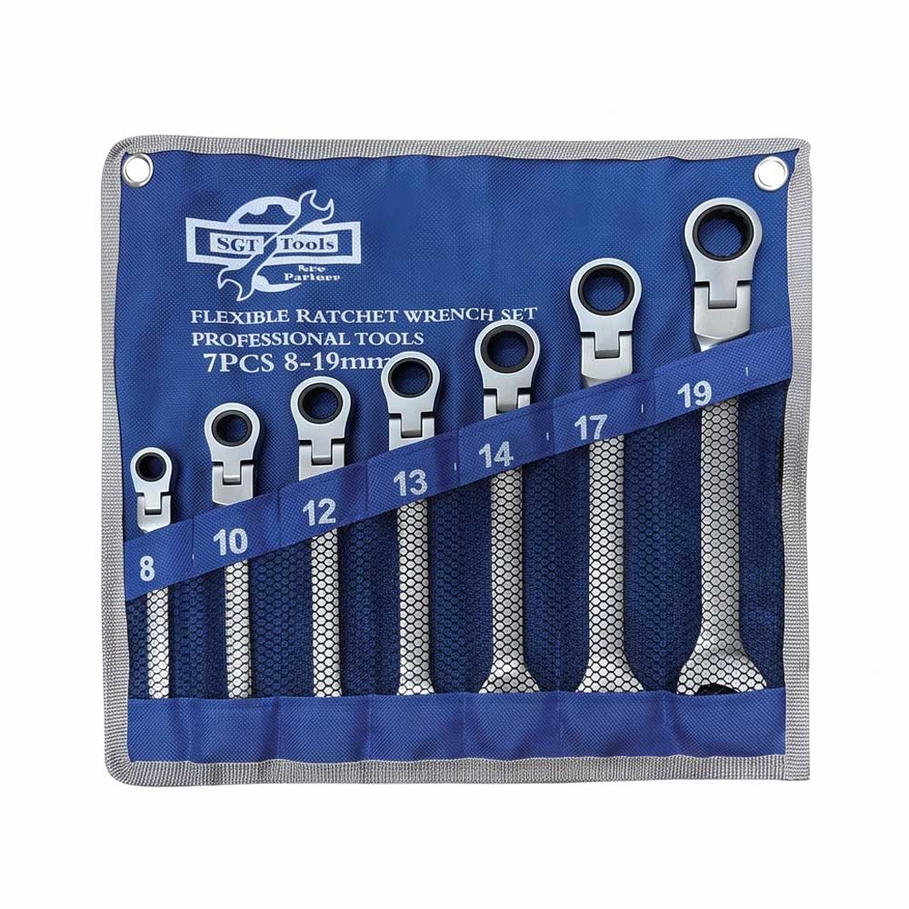 7 Pcs Flexible Combination Ratchet Spanner Set