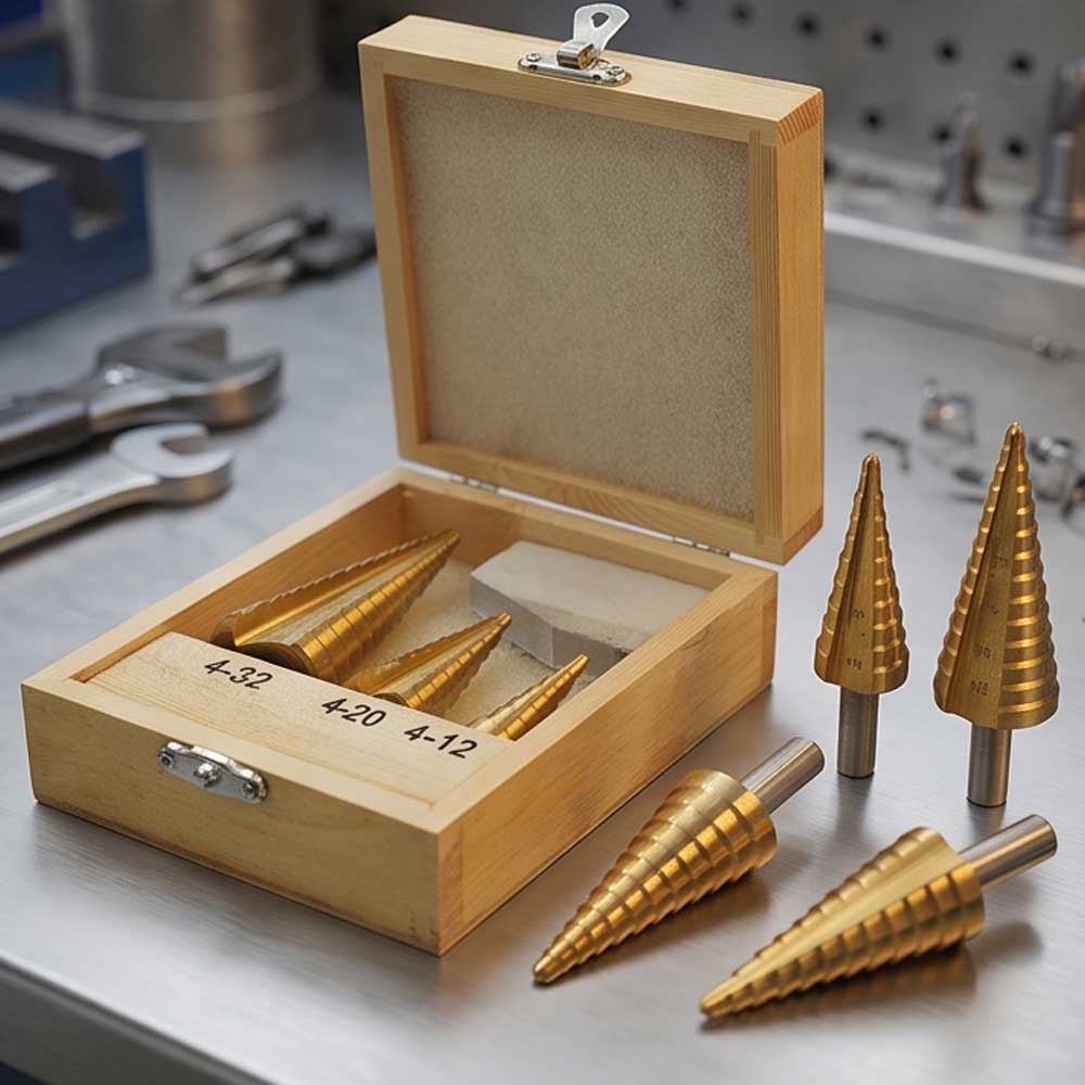 3 Pcs Titanium Step Drill Bit Set