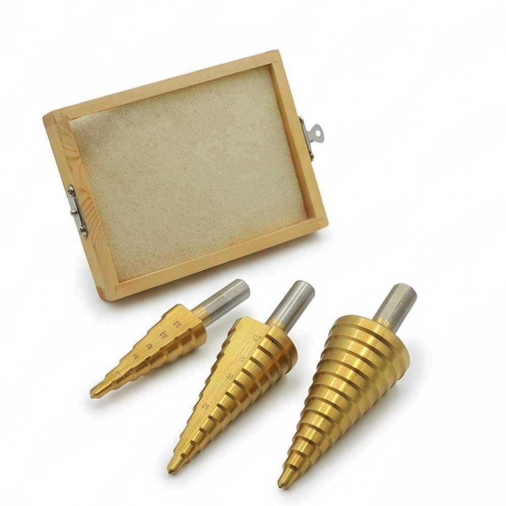 3 Pcs Titanium Step Drill Bit Set