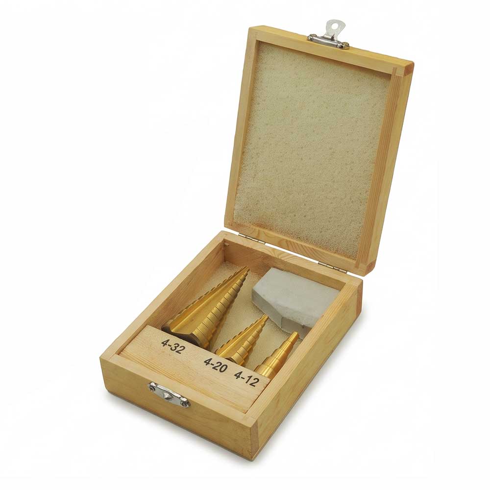 3 Pcs Titanium Step Drill Bit Set