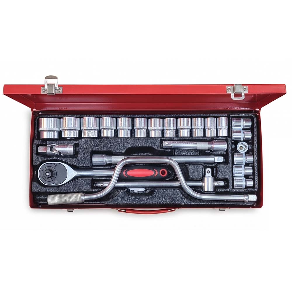 24 Pcs 6Pt Socket SetWith Speed Handle