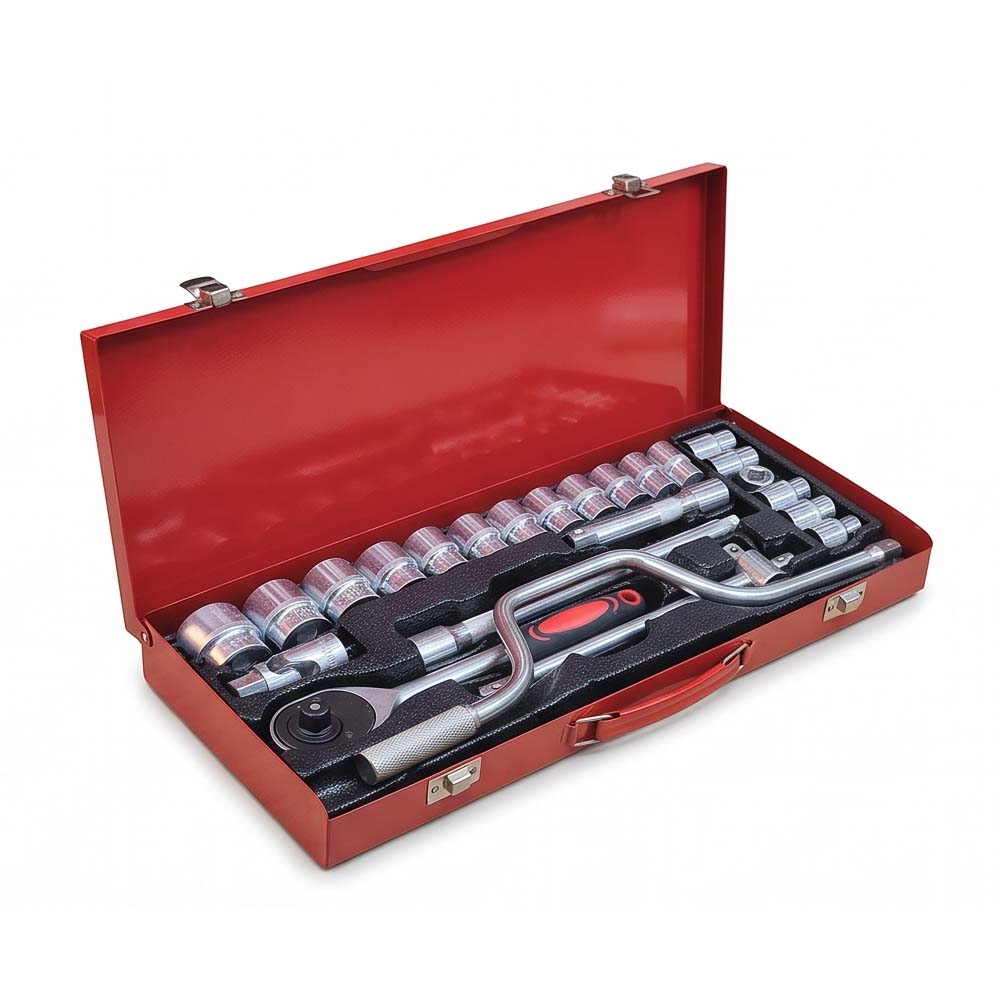 24 Pcs 6Pt Socket SetWith Speed Handle