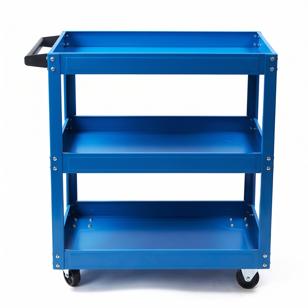 3 SHELF CART ROLLING TOOL TROLLEY Blue